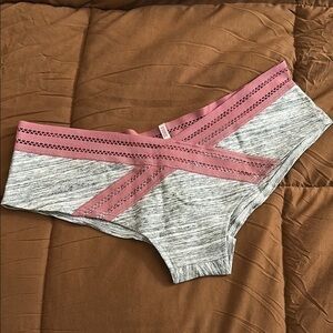 Pink Victoria’s Secret Gray and Pink Women's Low Rise Cheekster Panty